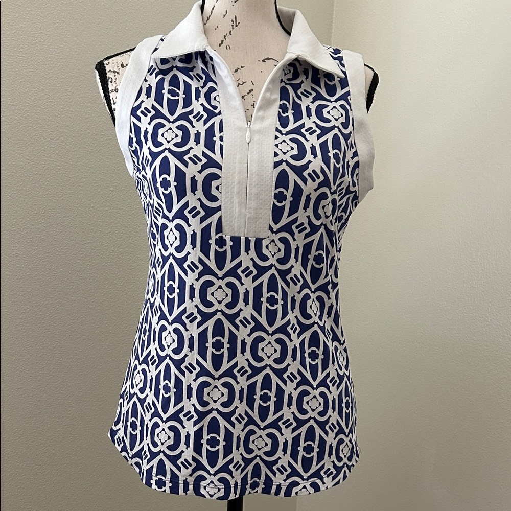 Ibkul Geometric Blue & White Sports Shirt